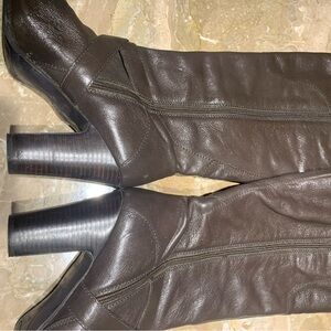 Size 12 brown boots side zip Nine West